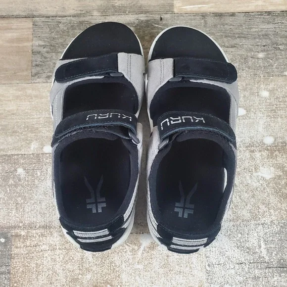 Kuru Tread Womens Sandals Sz 8 M Fossil Gray Sky Blue Jet Black Suede Comfort - Picture 4 of 12